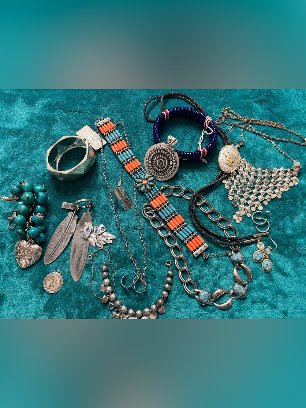 Jewelry Lot Necklaces Bracelets Earrings Pendants Vintage Silver Tone Southwest